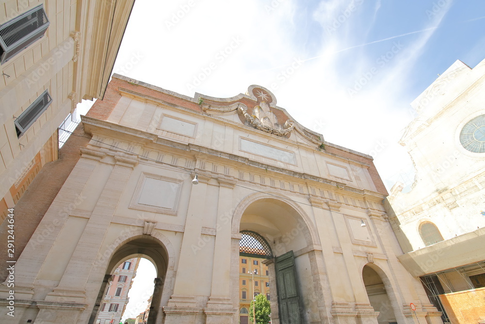 Fototapeta premium Popolo gate historical building Rome Italy