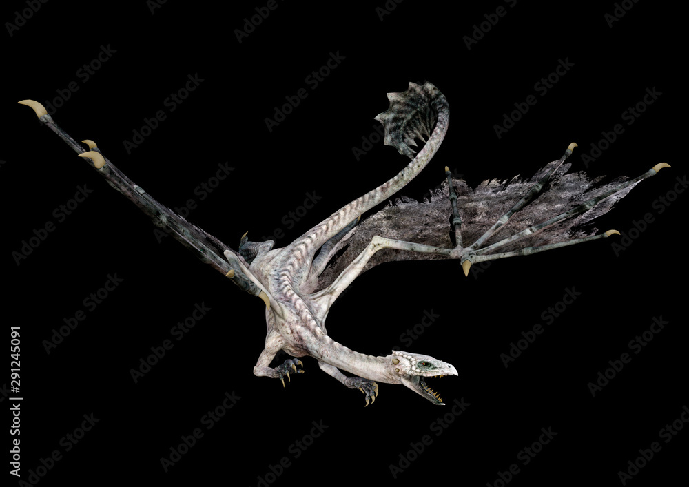 Fototapeta premium 3D Rendering Fairy Tale Dragon on Black