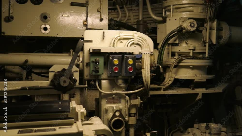 Interior of Submarine with Control Buttons, Levers and Machinery Interior of Submarine with Control Buttons, Levers and Machinery