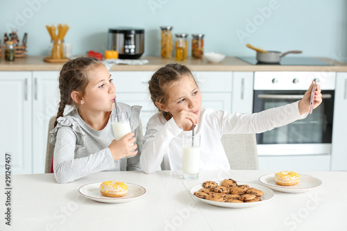 Portrait of cute twin girls...