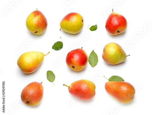Fototapeta Naklejka Na Ścianę i Meble -  Sweet ripe pears on white background