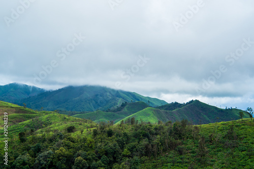 Beatiful Green Mountain with Clouds