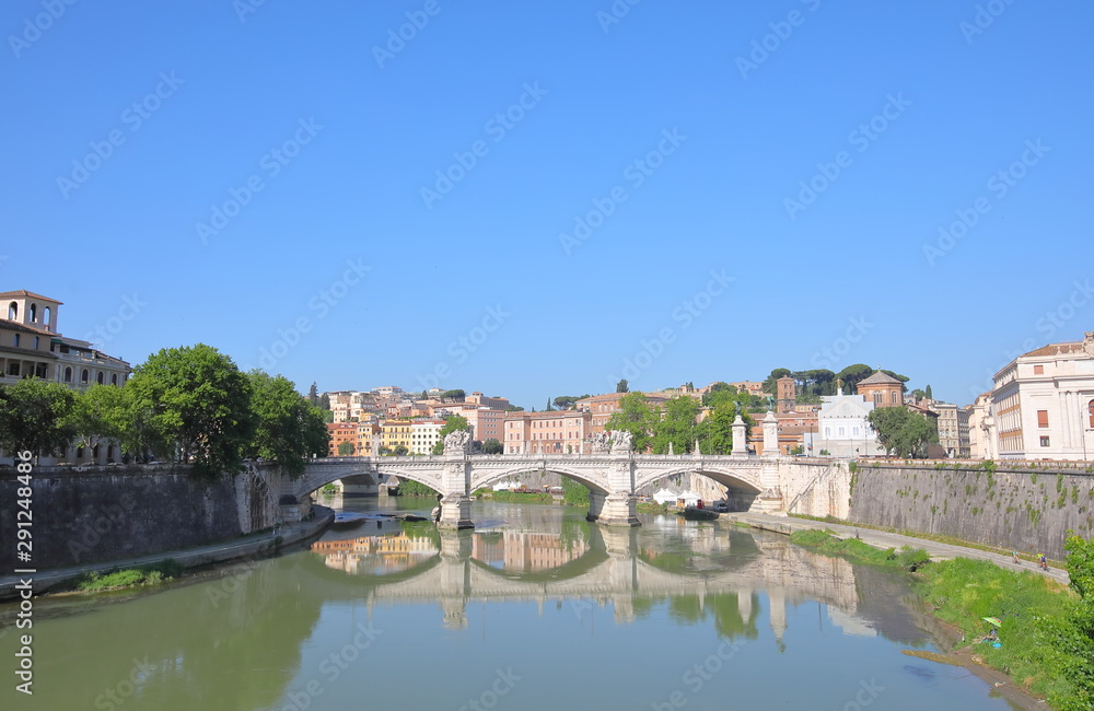 Tiber river cityscape Rome Italy