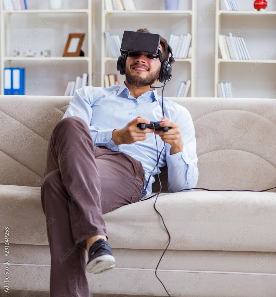Student gamer playing games at home Student gamer playing games at home