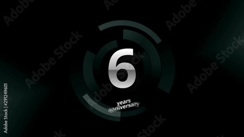6 Years Anniversary Digital Tech Circle Silver Background
