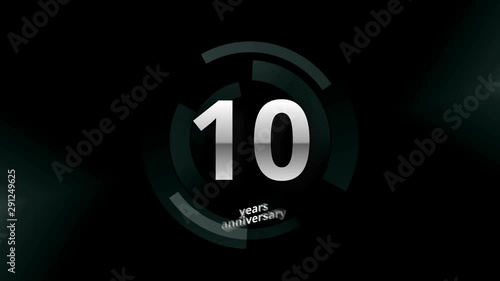 10 Years Anniversary Digital Tech Circle Silver Background