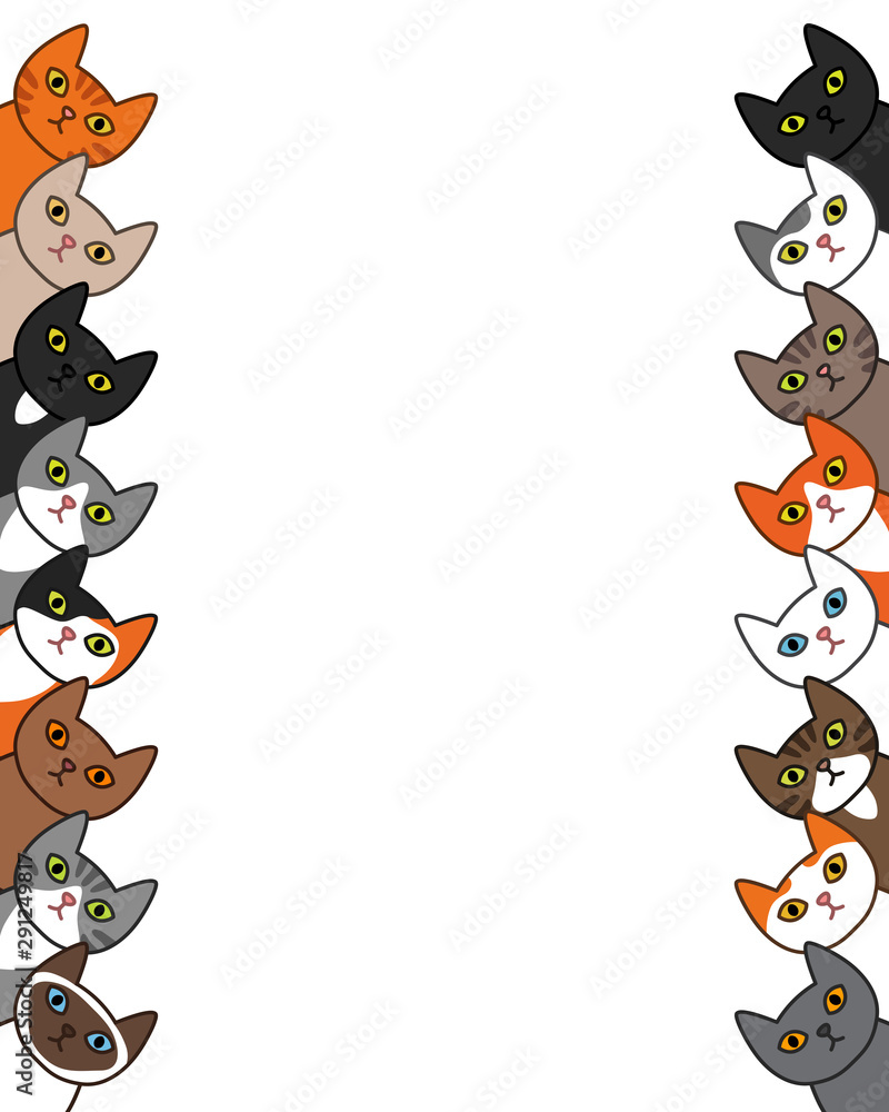 Various сute cats peek over the edge. Card, border, frame. Various сute cats peek over the edge. Card, border, frame.