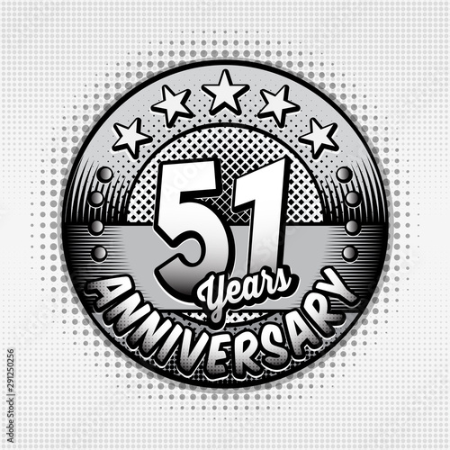 51st anniversary logo. Fifty-one years celebrating anniversary logo. Vector and illustrations. 