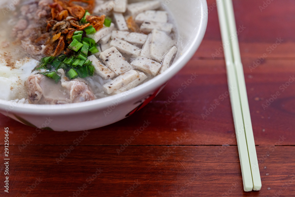 Noodle on wooden table.Delicious noodles, Thai food menu. Noodle on wooden table.Delicious noodles, Thai food menu.