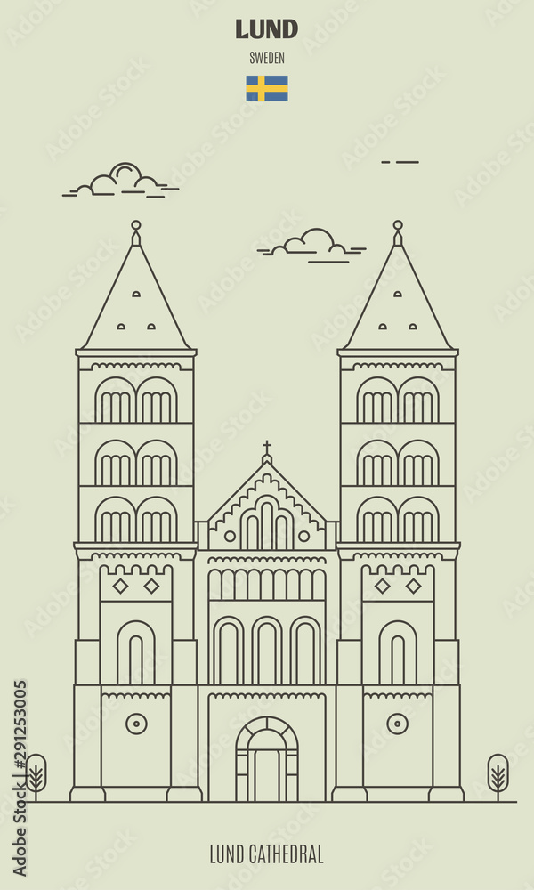 Lund Cathedral, Sweden. Landmark icon