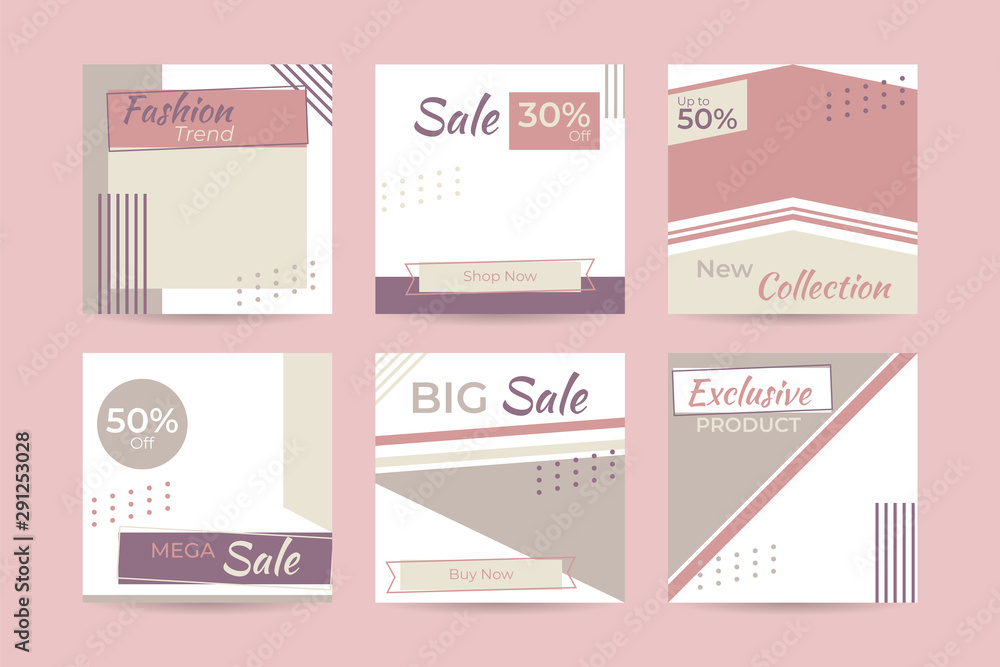 Fototapeta premium Online template for social media content on website or application in vector file