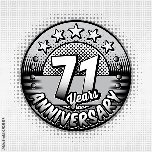 71st anniversary logo. Seventy-one years celebrating anniversary logo. Vector and illustrations. 