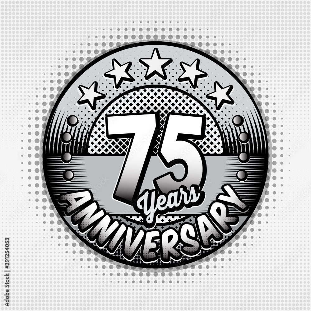 75th anniversary logo. Seventy-five years celebrating anniversary logo. Vector and illustrations. 