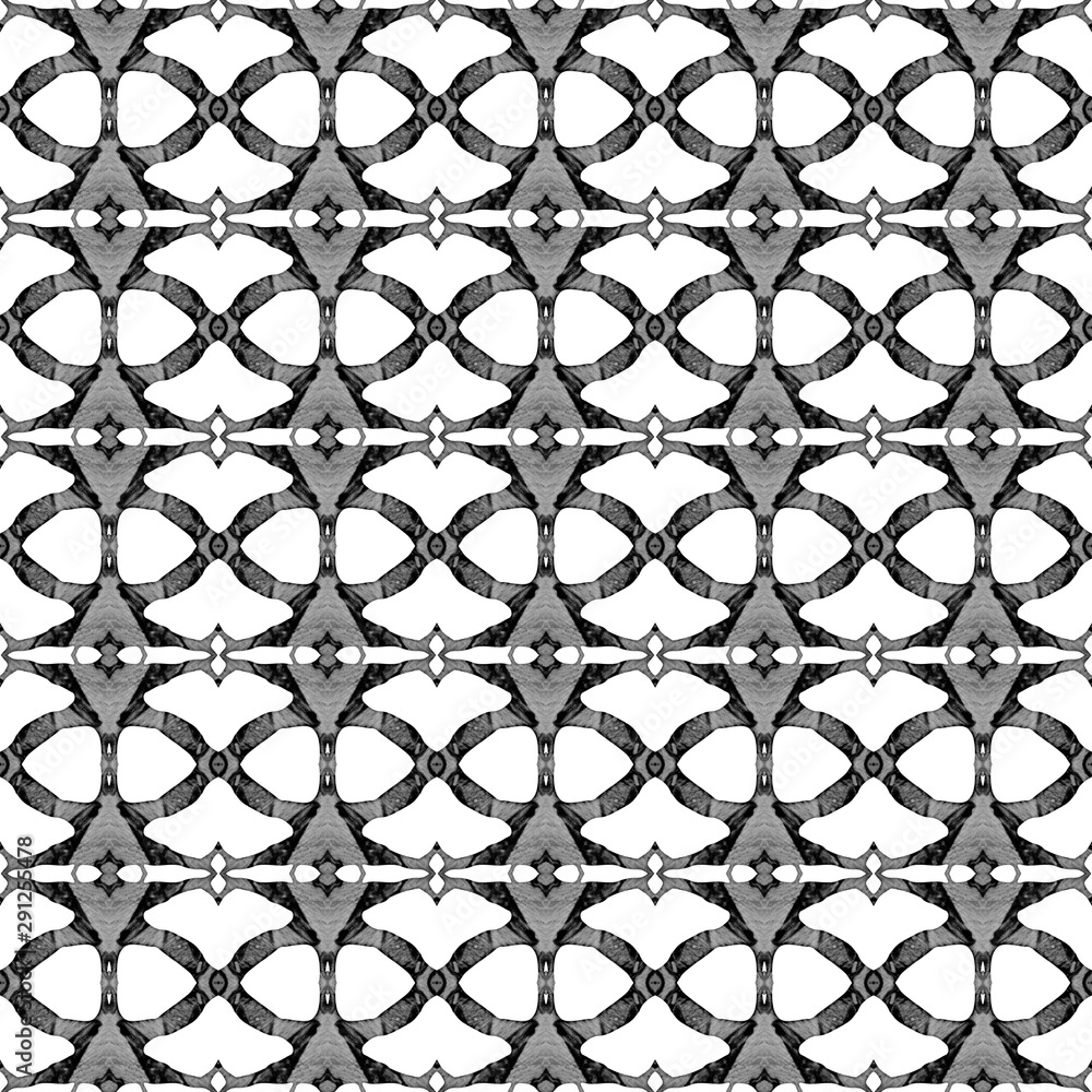 Fototapeta premium Black and white geometric seamless pattern. Hand d