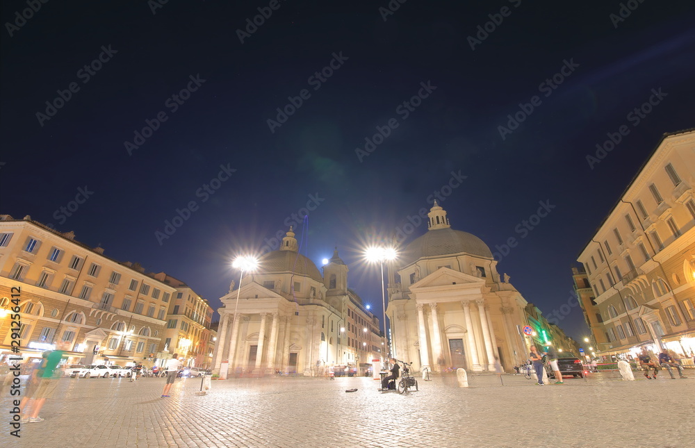 Popolo square night cityscape Rome Italy