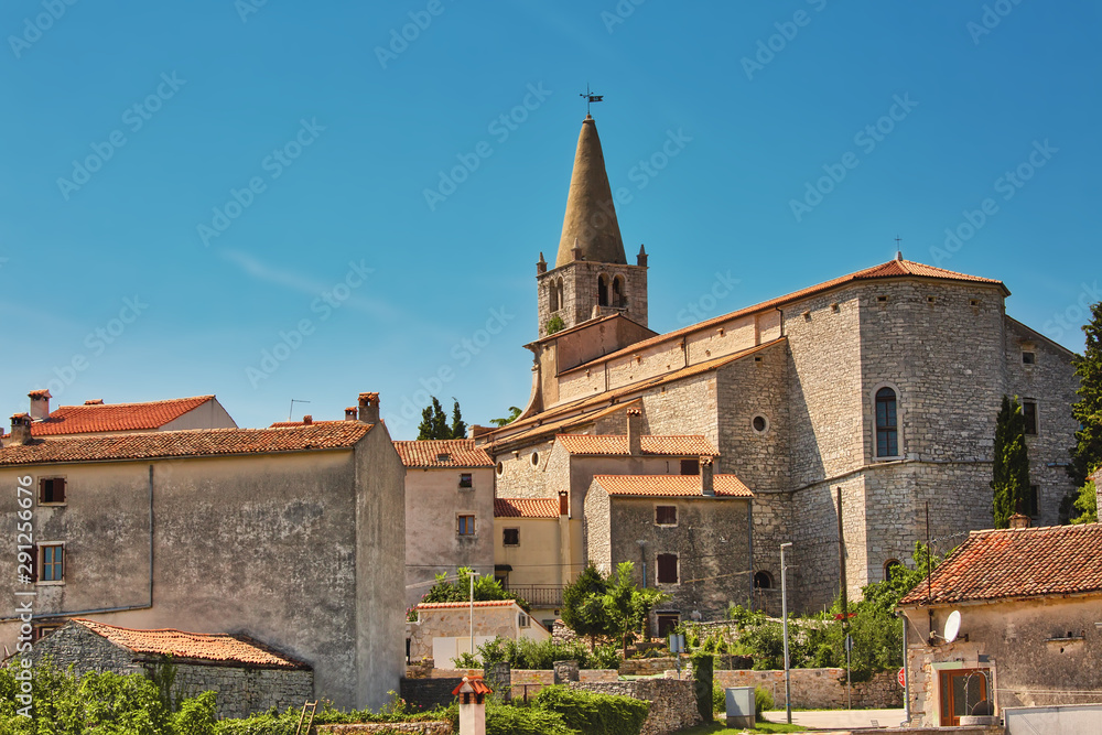  Holy Spirit church and historic architecture in the center of the town of Bale in Croatia