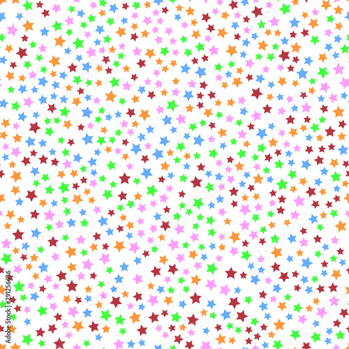 Multicoloured simple flat style light star flares seamless texture. Vector illustration