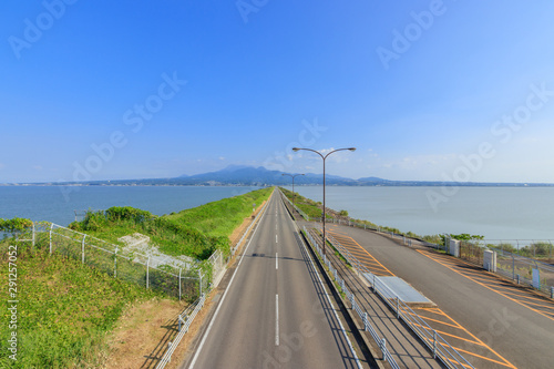 雲仙太良シーライン展望所　堤防道路　長崎県諫早市 photo