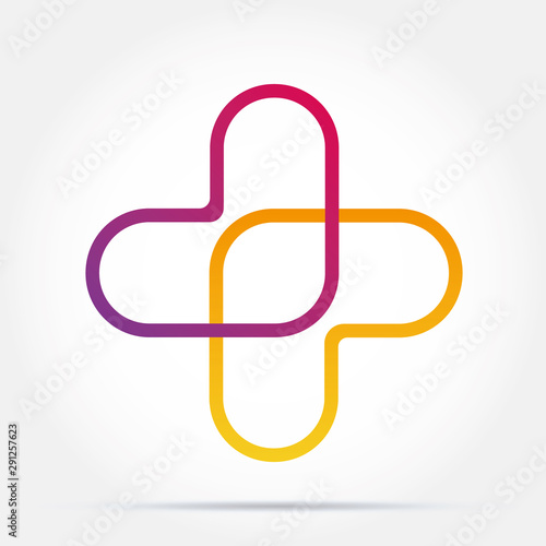 Cross plus heart medical logo icon design template elements photo