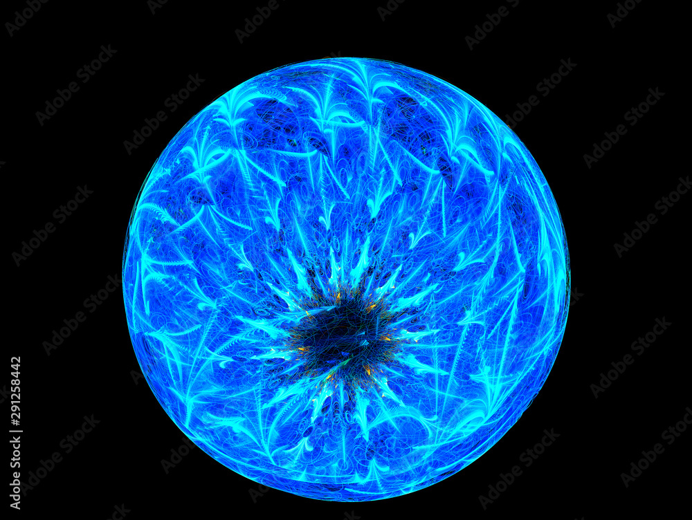 Composition in blue color. Graphic Design. Magic energy multicolored fractal. 3D rendering. Composition in blue color. Graphic Design. Magic energy multicolored fractal. 3D rendering.