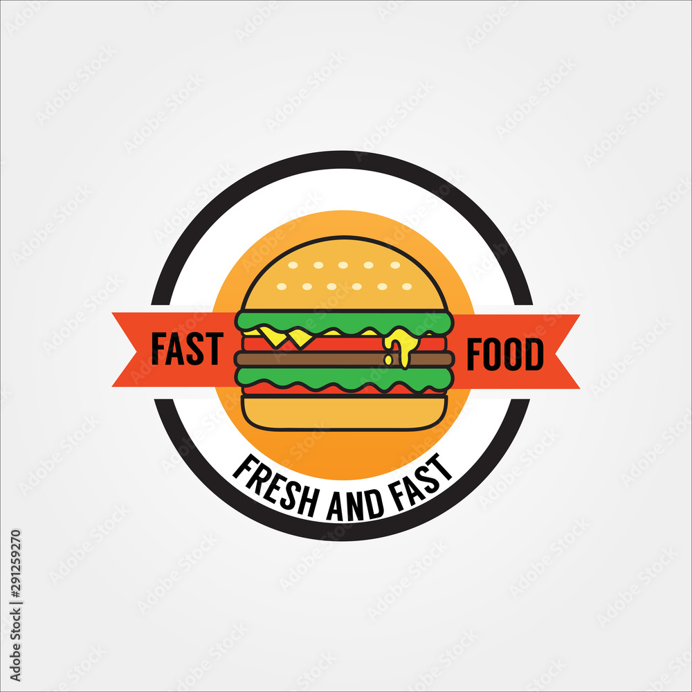 Fast Food logo hamburger burger dinner icon symbol badge template vector Fast Food logo hamburger burger dinner icon symbol badge template vector