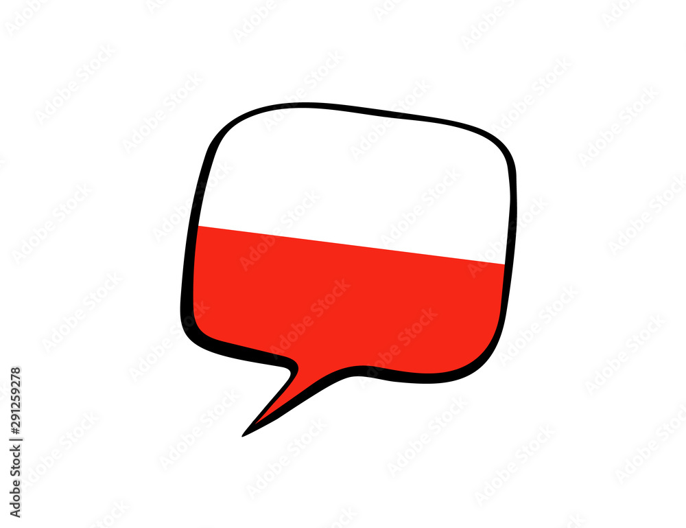 Speech bubble with the flag of Poland on the white background. Vector illustration