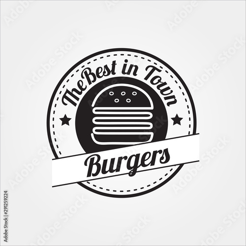 Fast Food logo hamburger burger dinner icon symbol badge template vector