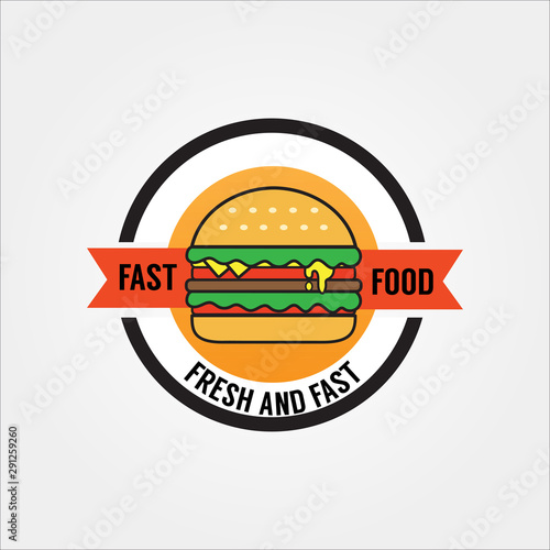 Fast Food logo hamburger burger dinner icon symbol badge template vector
