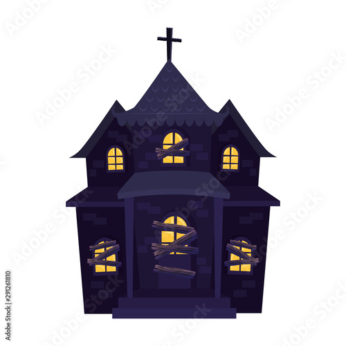 haunted house halloween isolated icon