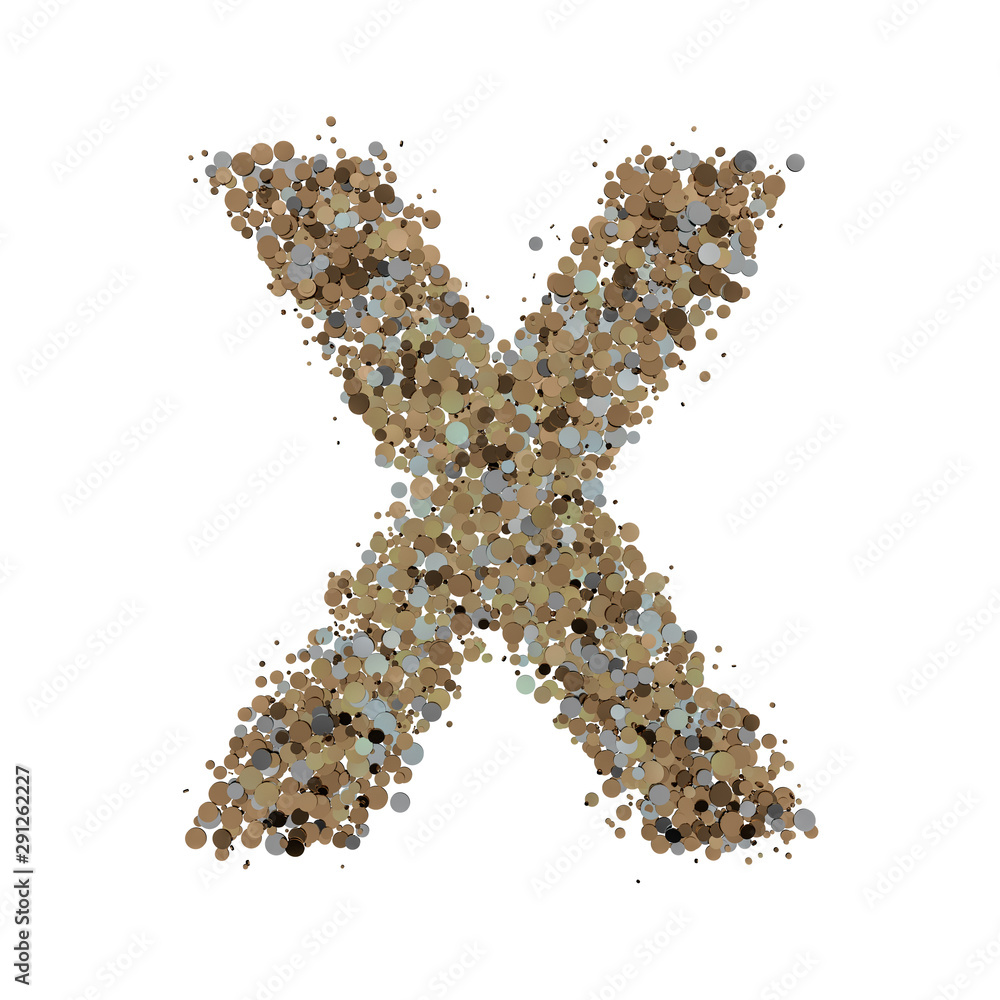 Light gold letter X on the background. 3D Light gold letter X on the background. 3D