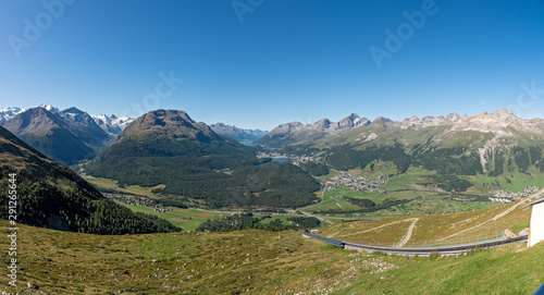 Upper Engadine, St. Moritz, Celerina seen from the arrival of the Muottas Muragl funicular