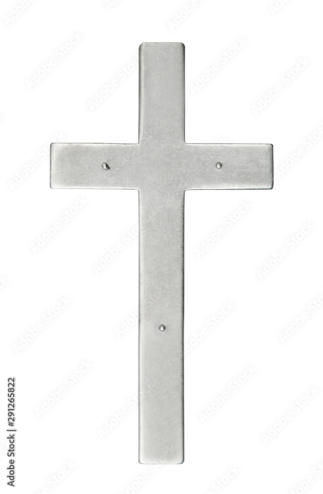Metal cross on a white background