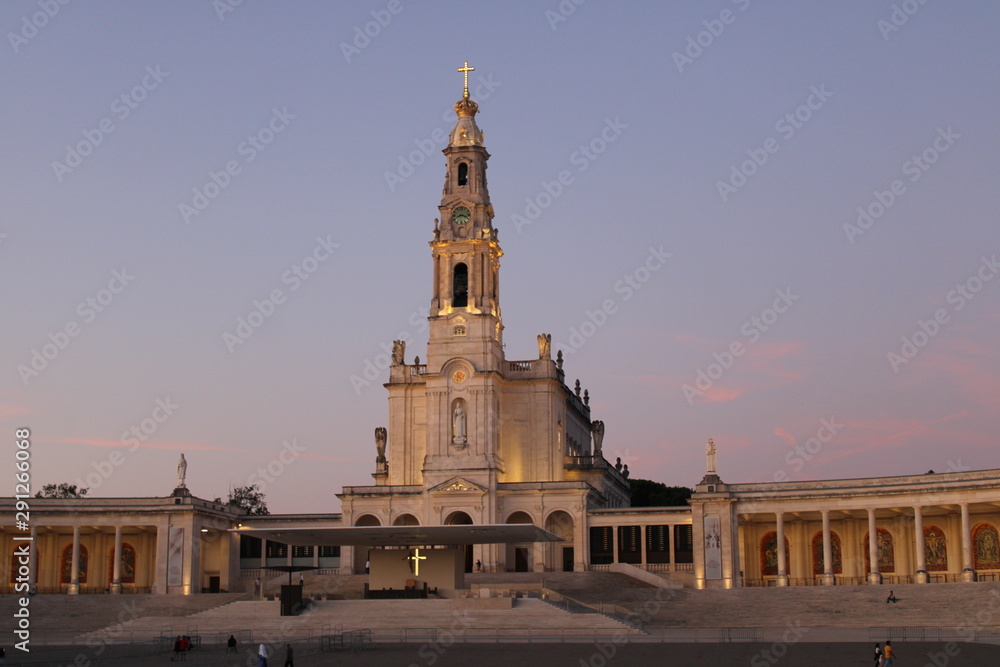 fatima basilica at sunset