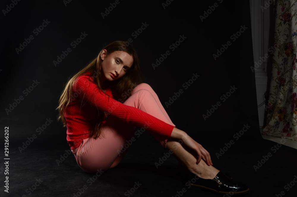 beautiful young caucasian woman portrait on black background beautiful young caucasian woman portrait on black background