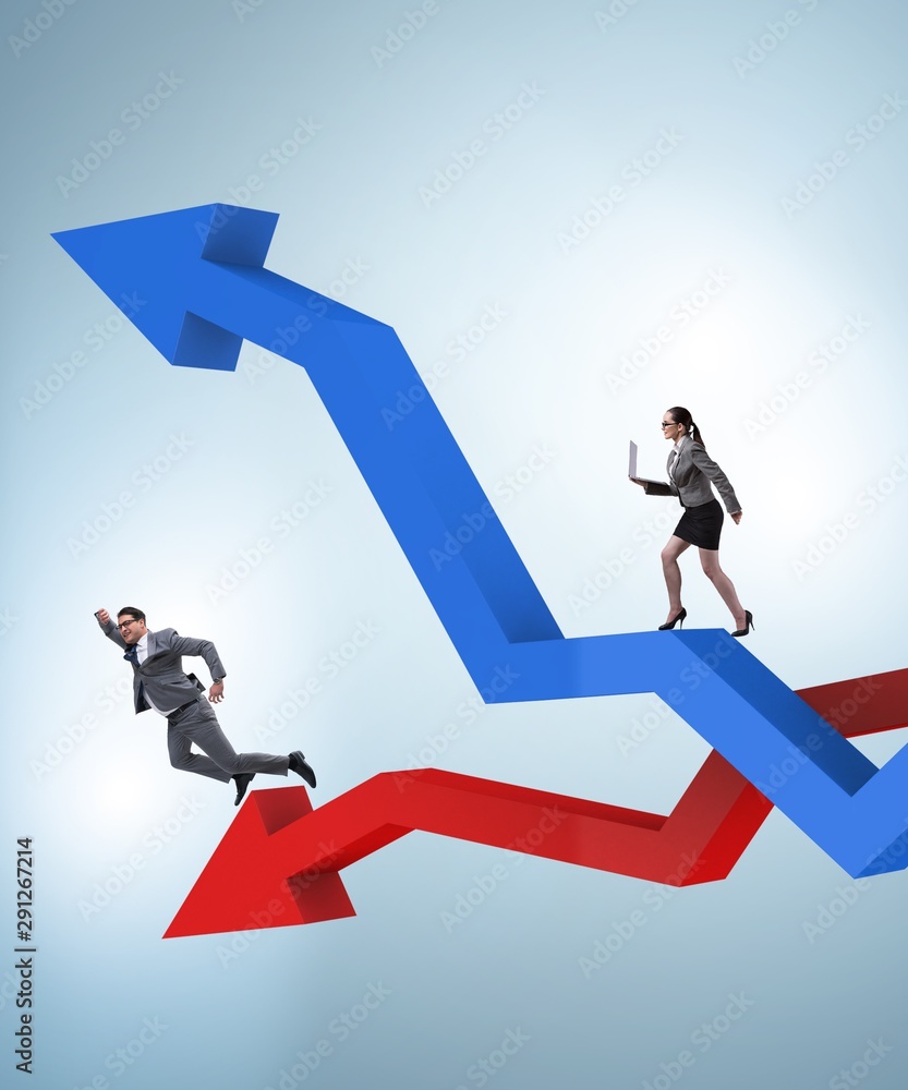 Business concept of both crisis and recovery Business concept of both crisis and recovery