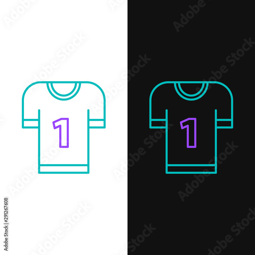 Green and purple line American football jersey icon isolated on white and black background. Football uniform sign. Vector Illustration