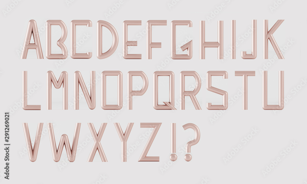 Alphabet uppercase font tubular style  - 3D illustration