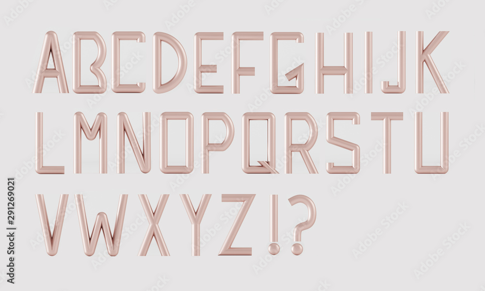 Alphabet uppercase font tubular style - 3D illustration Alphabet uppercase font tubular style - 3D illustration
