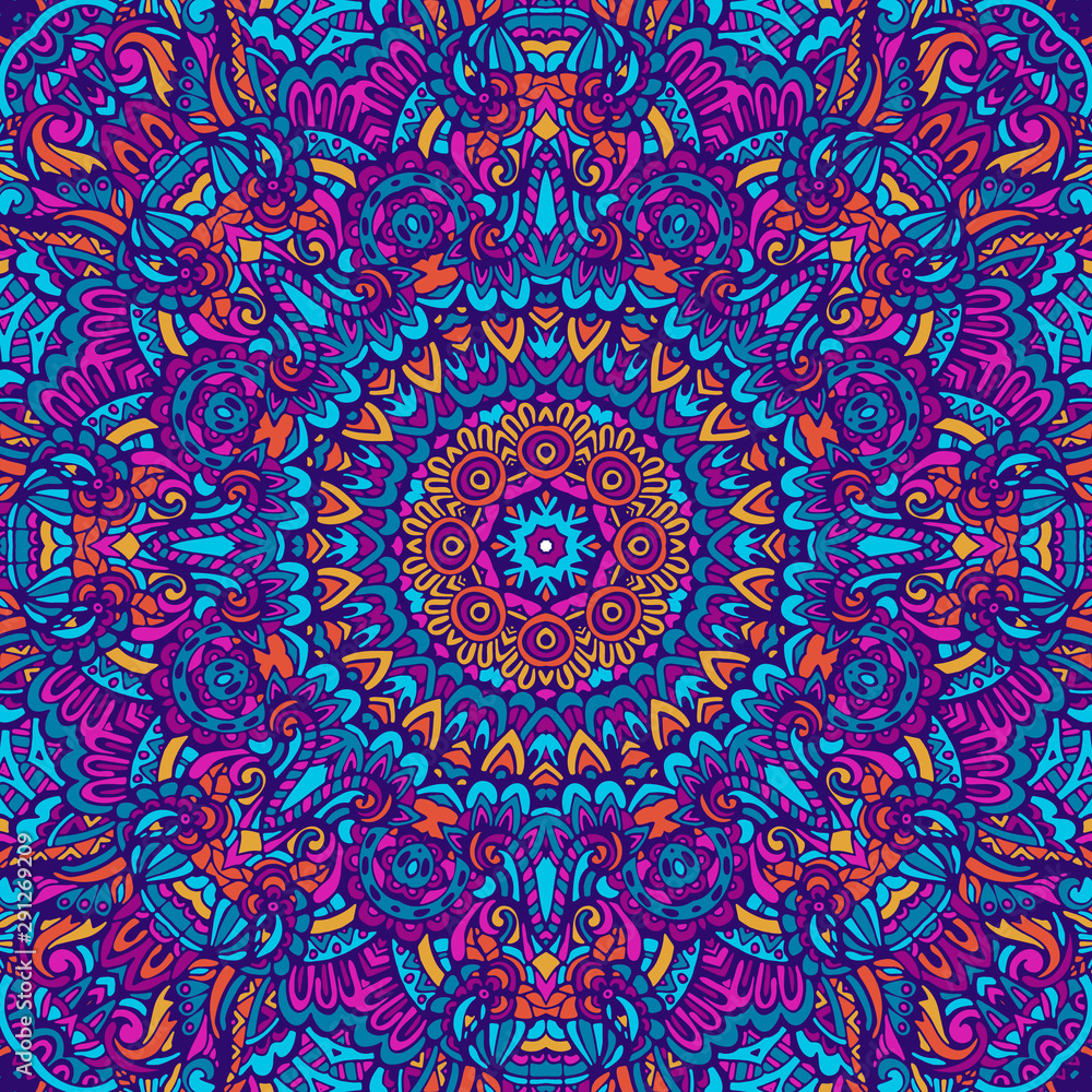 Obraz premium Abstract festive colorful floral vector ethnic tribal pattern