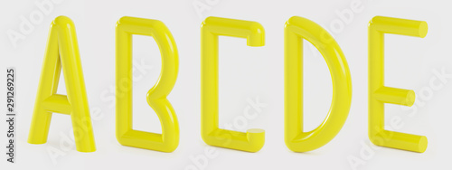 Canvas Print Set of alphabet letters in a tubular style - 3D illustration