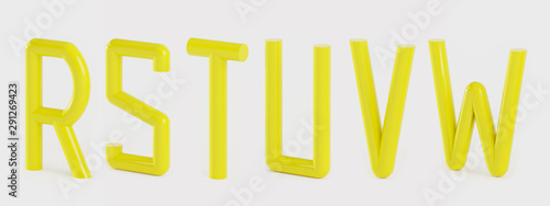 Set of alphabet letters RSTUin a tubular style - 3D illustration