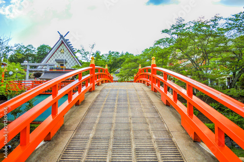 Arched bridge in a Shinto Shrine