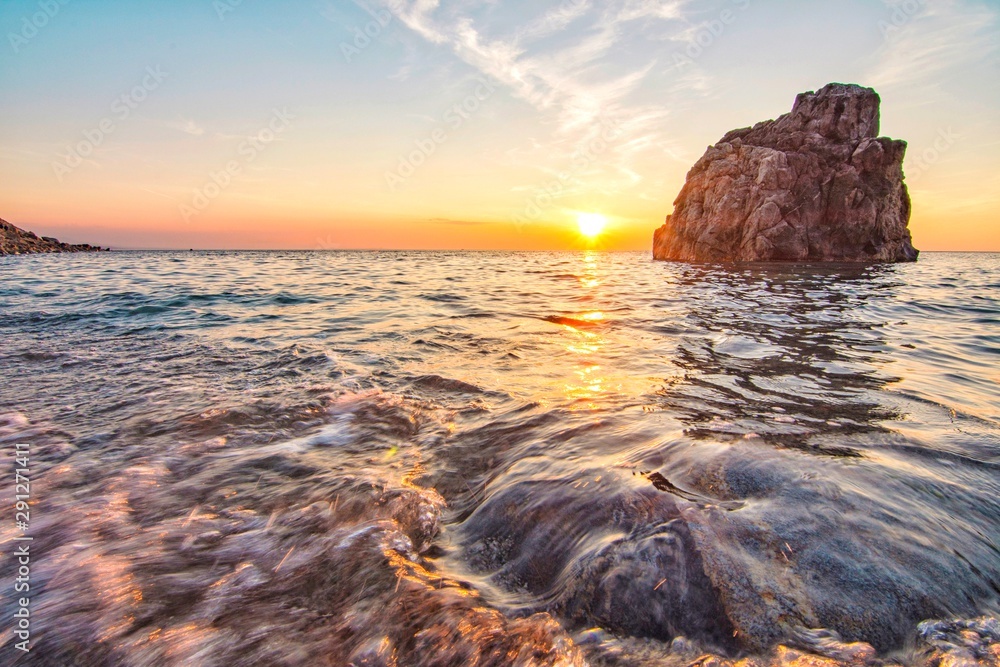 Sun in the sea horizon sicilian sunset idyllic landscapes wonderful natural colors 