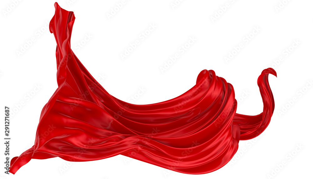 Abstract background of colored wavy silk or satin on white background. 3d rendering image. - obrazy, fototapety, plakaty 