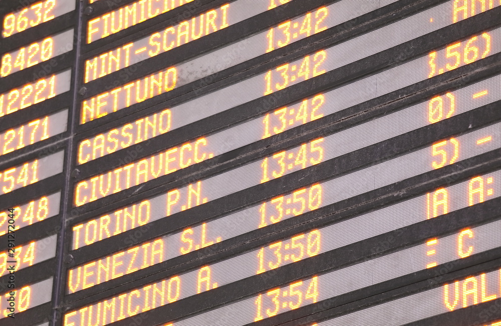 Obraz premium Termini train station train departure information Rome Italy