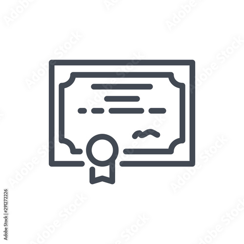 Certificate line icon. Diploma vector outline sign.