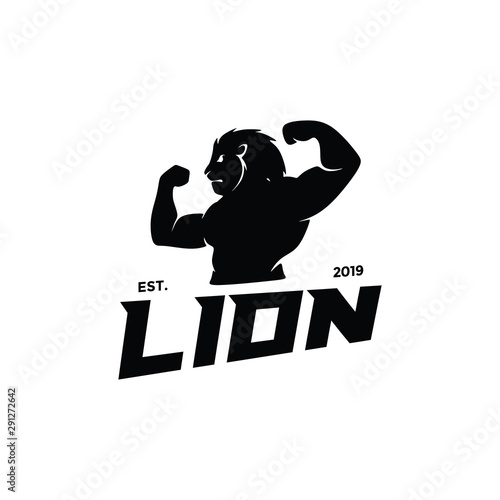 Lion man fitness Logo vector. strong hand drawn look, beast and wild. Icon for business company. outdoor, sport, cloth.