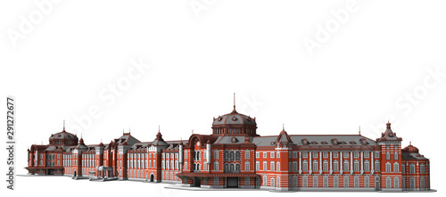 Tokyo Station seen from the right by 3d rendering