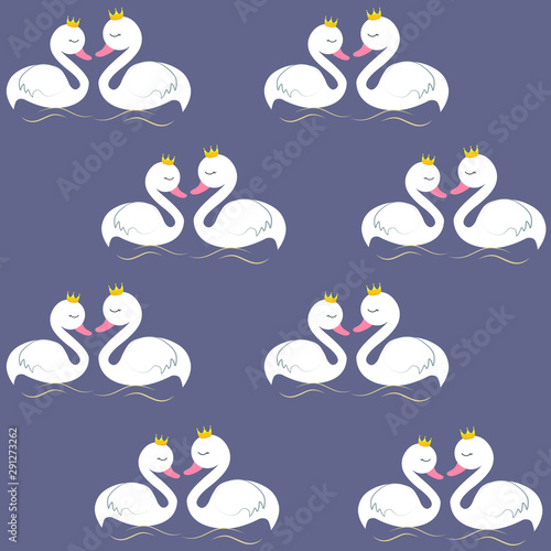 Cute, Swan, Cartoon, Vector Illustration