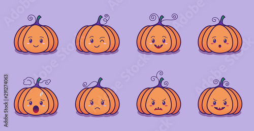 Halloween Cute Pumpkins Doodle
